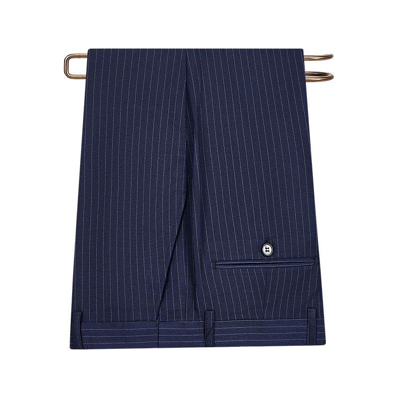 藏青条纹哔叽色纺面料工艺男式西裤JPHY1022