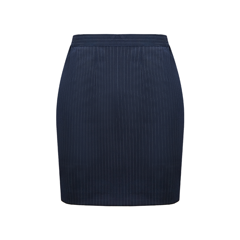 藏青条纹哔叽色纺面料工艺女式半裙JPNY1022