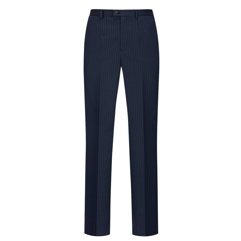 藏青条纹哔叽色纺面料工艺女式西裤JPNY1022