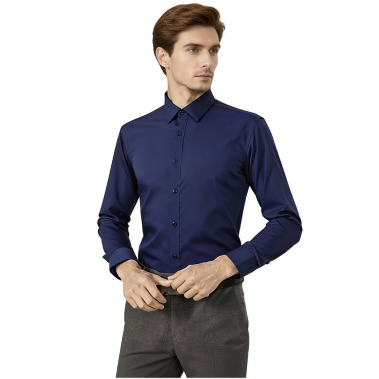 藏青色竹纤维微弹力衬衫JPWY302