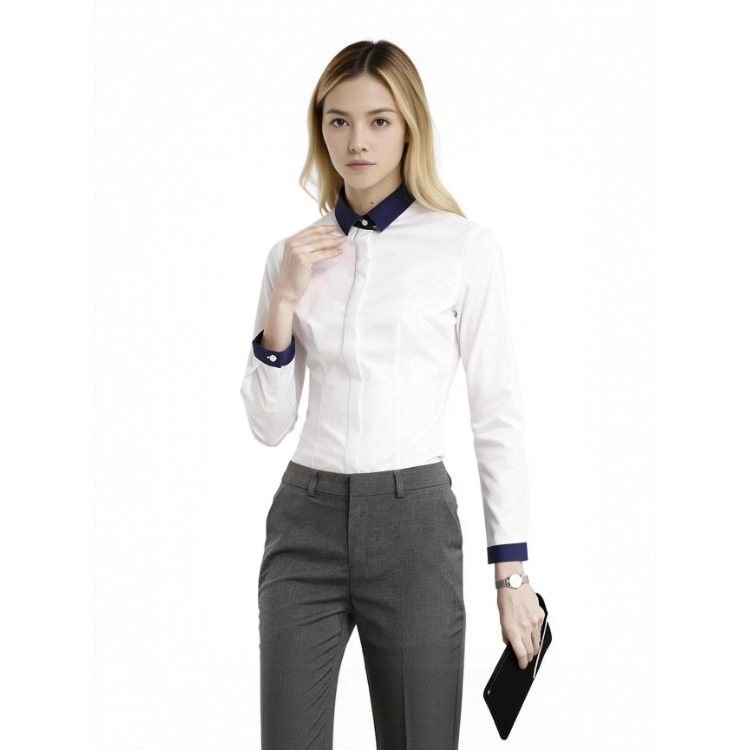 白色竹纤维微弹力衬衫JPWY301