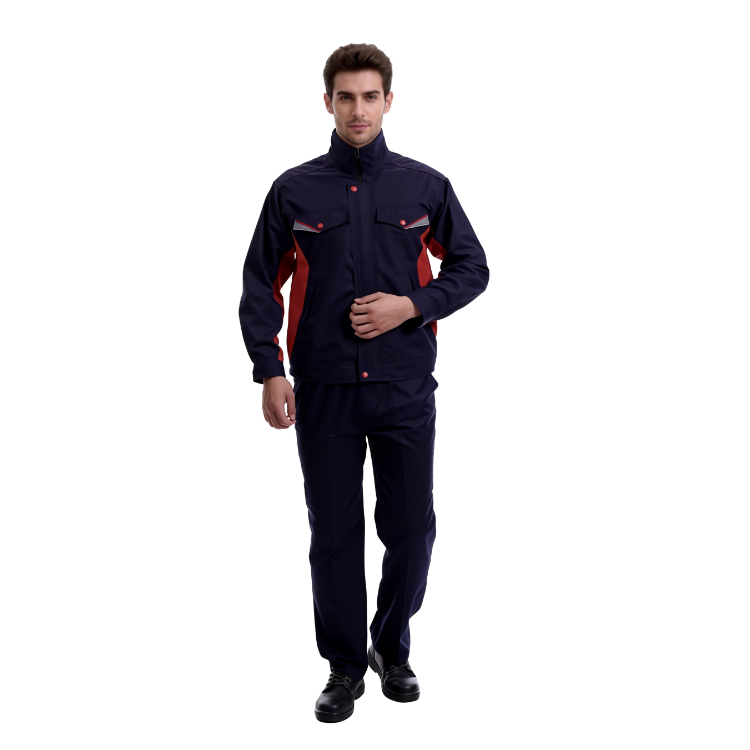 长袖立领拼色工作服