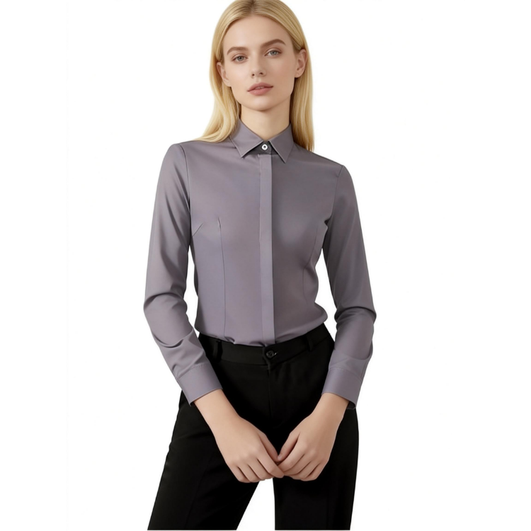 小方领暗门襟无口袋衬衫JPWY119