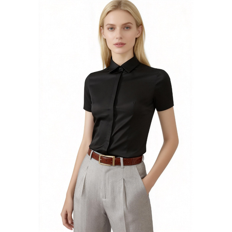 小方领暗门襟无口袋衬衫JPWY118